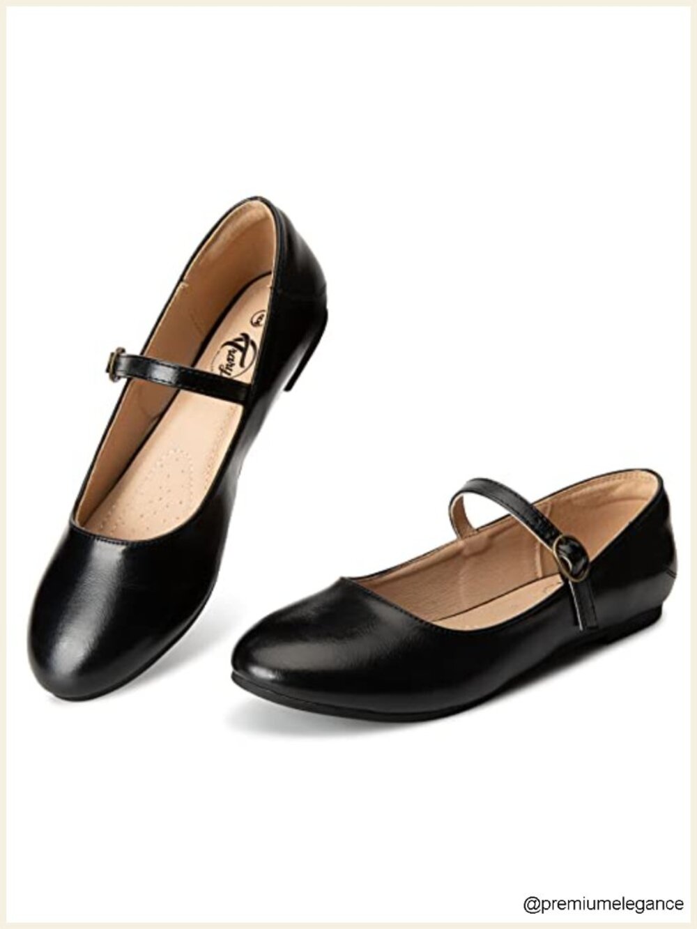 Mary Jane Flat Women Round Toe PU Leather Adjustable Strap